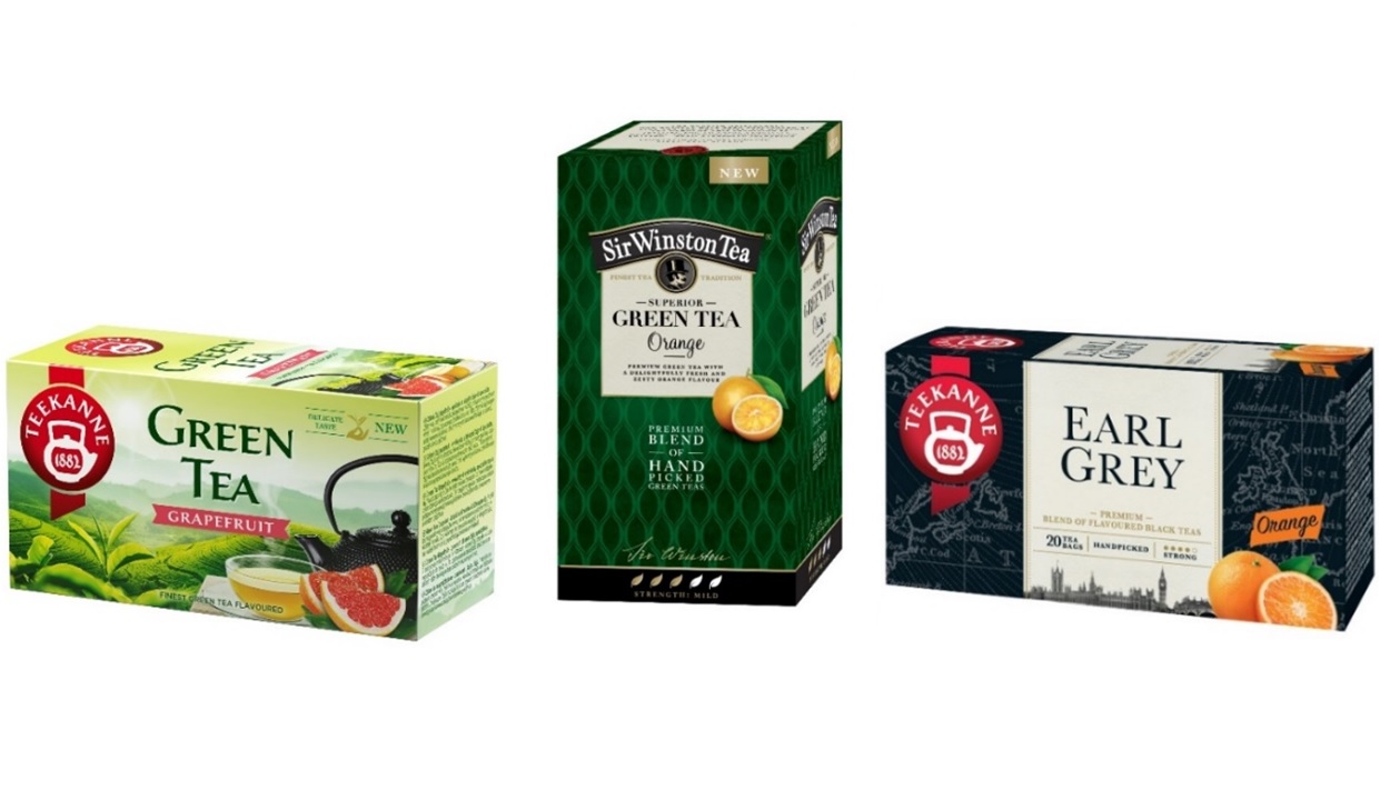 Šťavnaté citrusové plody v zelenom a čiernom čaji TEEKANNE